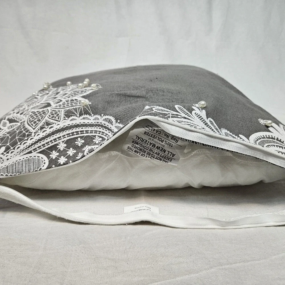 Signature Home Styles Gray French Country‎ Pearl Accent Pillow Cover